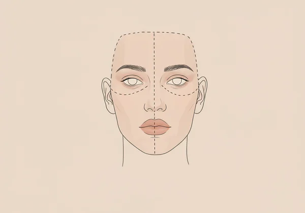 Illustration of a woman with a square face shape, strong jaw
