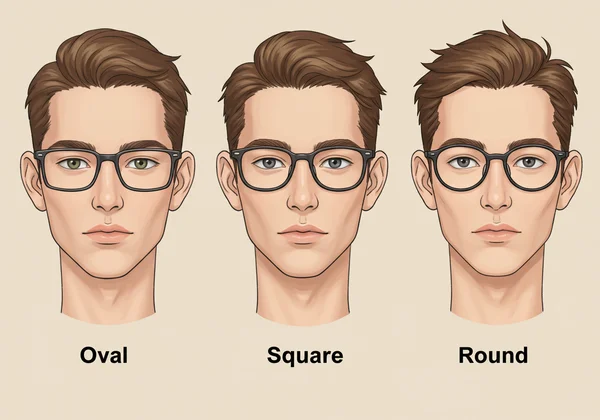 Các kiểu kính khác nhau trên khuôn mặt nam giới, phù hợp với dáng mặt của họ