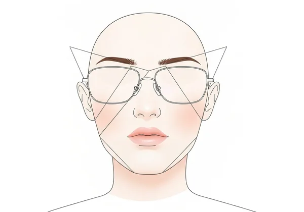 Illustration of a round face with angular glasses for definition
