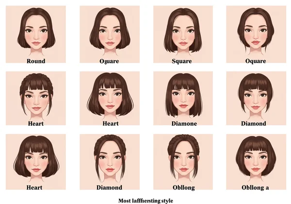 Grid showing best bangs for various face shapes