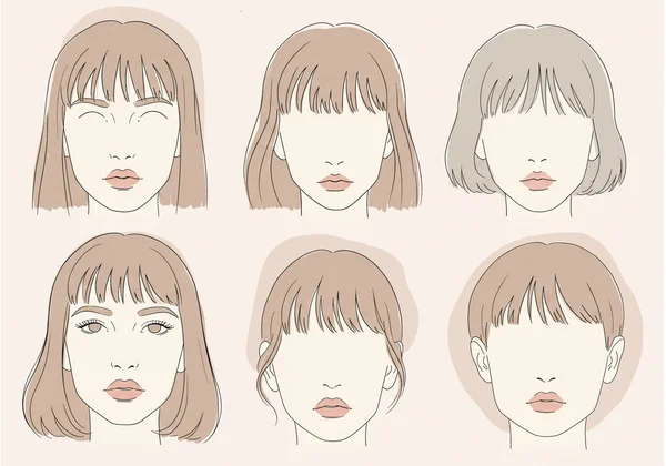 Illustration showing various face shapes with different bangs