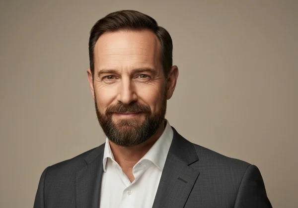 Short boxed beard on oblong face